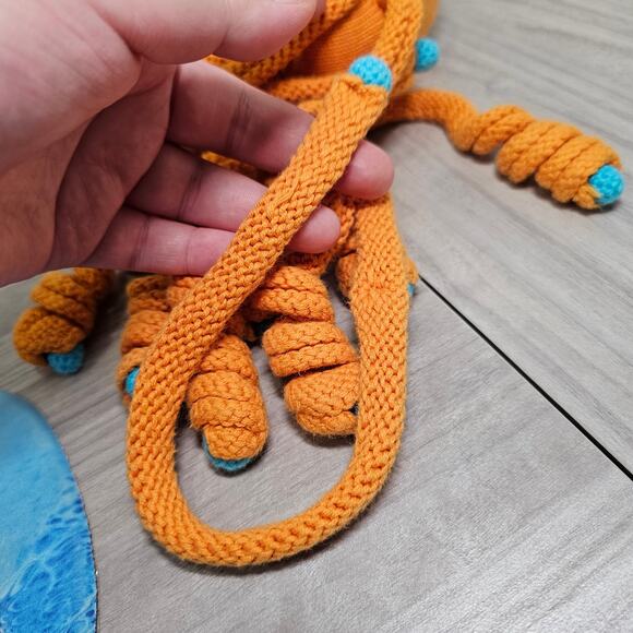 Hanna Andersson Knit Orange Octopus Plush Stuffed Toy Blue Kids Play Ocean Sea - Picture 5 of 6